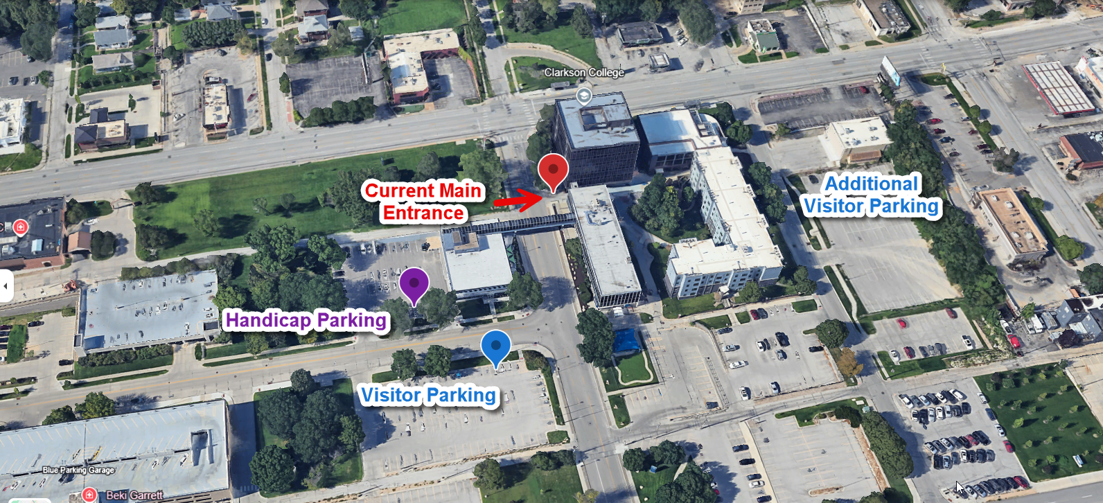 Google Maps street view plus labels for parking