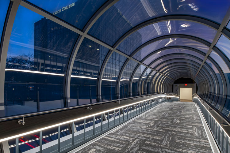 Clarkson Commons and Education Center tunnel walkway