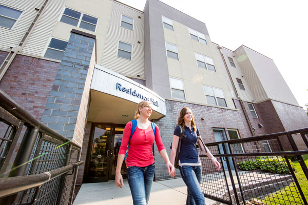 Students walking out of the Residence Hall